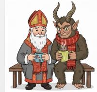 a st nicholas and krampus ona tea break